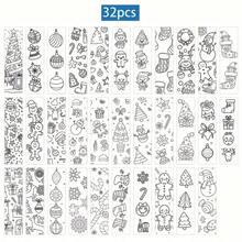 32pcs Christmas Theme Cartoon Labels, Minimalist Line Art Design, Unique & Exquisite Decorative Page Markers - Perfect Gift Choice For Students, Educators And Book Lovers, Ideal As Reading Incentive, DIY Handmade Decorative Gift - Multicolor - View 6
