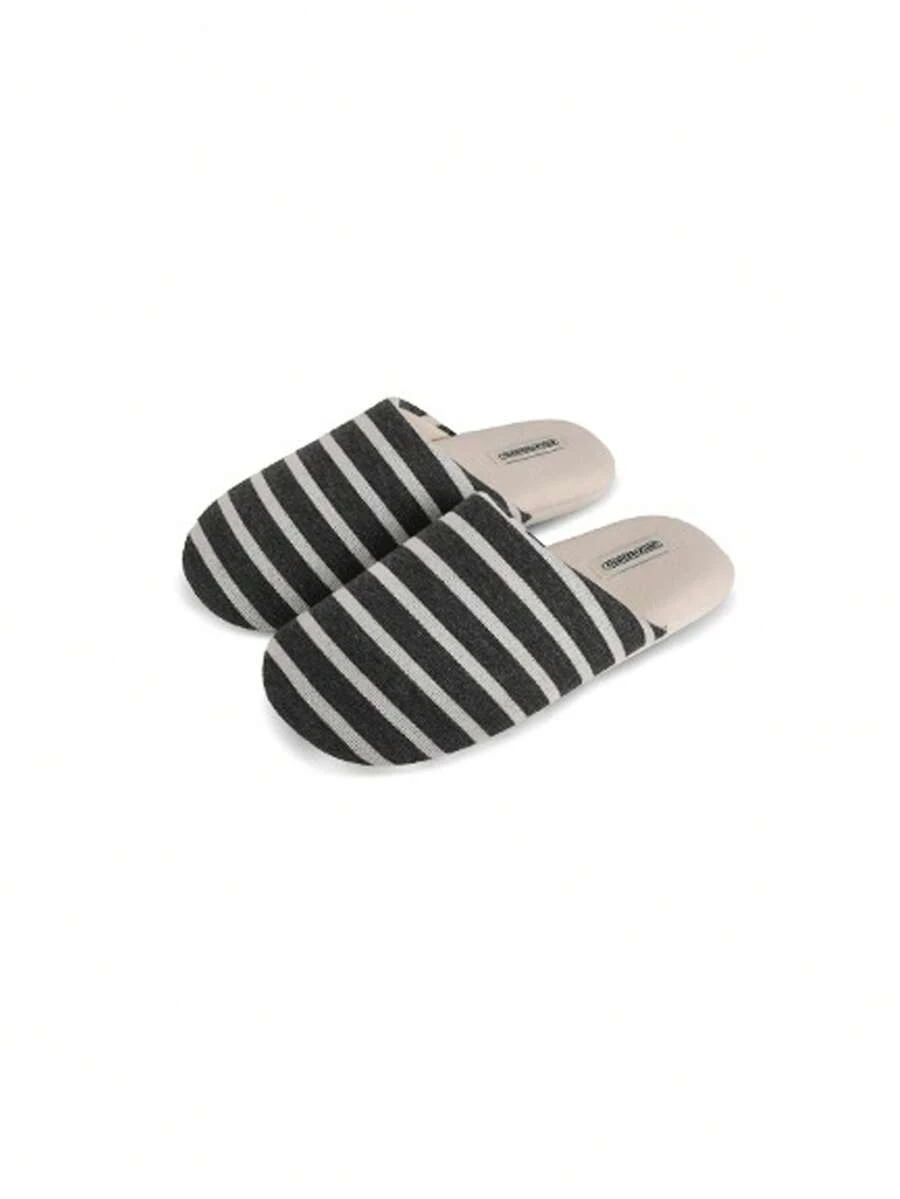 1 Pair Colorful Striped Casual Fashion Cute Fabric Side Stripe Warm Shoes For Home Autumn/Winter - Carbon Grey - View 1