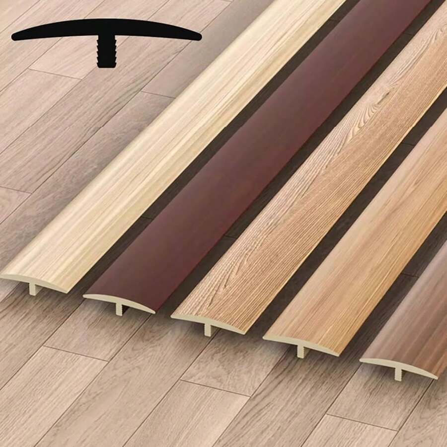 1pc Tile To Laminate/Vinyl/Carpet Floor Transition Strip, PVC Flat Joint Gap Divider, Self-Adhesive - Transition Sticker - View 1