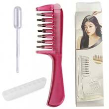 Burgundy Sparkling Liquid-Conducting Massage Comb, Stainless Steel Head With Cooling Smooth Penetration, Suitable For Minoxidil And Other Product Application (Comb Set Only, No Essential Oil Included) - Burgundy - View 6