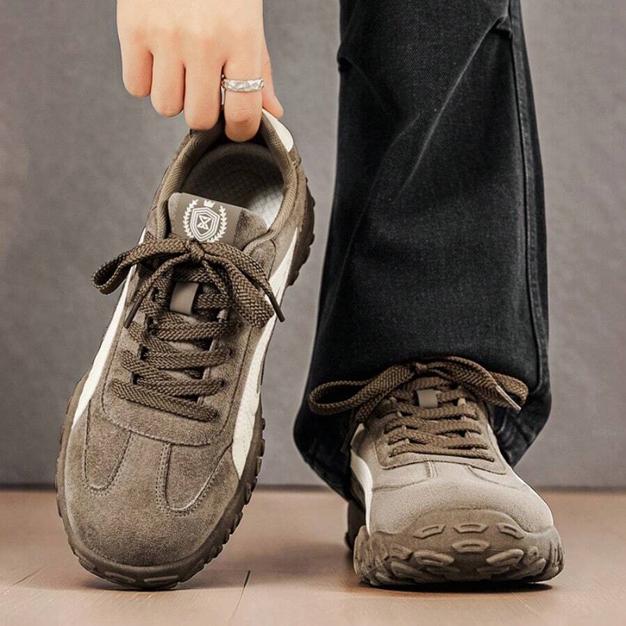 Men's Suede Training Shoes, Popular Style, Sizes 39-44 - Brown - View 1