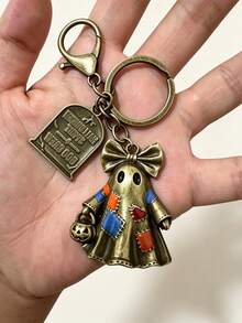 Retro-Style Ghost Patch Halloween Keychain-A Ghost Bag Charm That Sets The Perfect Festive Mood. - Multicolor - View 9