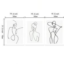 Set Of 3 Minimalist Line Art Canvas Wall Art, Abstract Female Body Figure Prints, Continuous Line Drawing Woman Posters, Modern Aesthetic Wall Decor For Living Room Bedroom Unframed - Multicolor - View 10