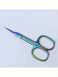 Professional Small Beauty Scissors - Suitable For Eyebrows, Eyelashes And Dry Skin, Coated Cuticle Scissors, Ultra-Thin Curved Blade, Multi-Function Stainless Steel Small Scissors, Random Color. - Multicolor - View 2