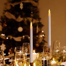 1-12pcs Flameless Cone Candles, Battery Operated LED Cone Candles, Warm Flickering Light, Electronic Simulation Candles, Suitable For Home, Wedding, Party, Tabletop, Halloween Decoration, Christmas Decoration - Yellow - View 7