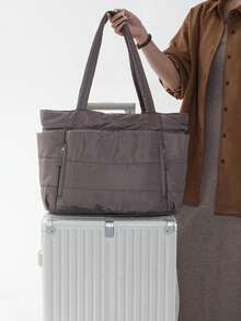 Women's Tote Bag, Lightweight Fluffy Handbag, Suitable For Travel, Work, Beach, Gym, Shopping - Coffee - View 7