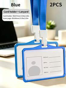 2/6 Sets Multicolor Aluminum Alloy ID Card Holders With Lanyards, Double-Sided Transparent Window Badge Holders, Suitable For Office Staff, Teachers, Nurses, Exhibitions, Back To School, Campus, Events, Detachable Lanyards - Multiple Specifications - View 15