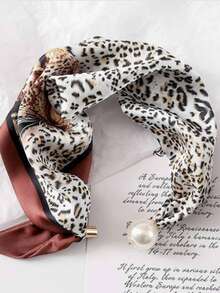 1pc Magnetic Buckle Small Square Scarf Long Silk Scarf Women Spring Summer Matching Shirt Professional Decorative Thin Scarf - Multicolor - View 9