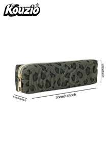 Corduroy Material, Nylon Zipper And Durable Polyester Lining Leopard Print Pencil Case. This Reusable Desktop Stationery Storage Box Is Ideal For Teens To Organize Office And Study Supplies. - Multicolor - View 15