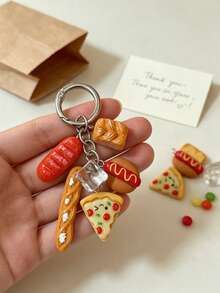 Bread Sausage Hot Dog Pizza Pendant Keychain, Personalized Fashion Versatile Bag Charm, Car Key Chain Pendant - Multicolor - View 6