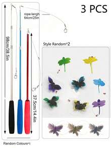 1 Set Realistic Dragonfly & Butterfly Pattern Cat Toys - Clip-On Interactive Hunting Attachments Without Tools, Ideal Easter Gifts For Kittens & Adult Cats - Multicolor - View 10