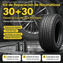 Kit de clavos de reparación de emergencia para neumáticos de coche y moto, 30 grandes + 30 pequeños, reparación rápida y sin daños para pinchazos de neumáticos - A - Ver 2