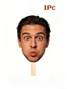 Custom Large Handheld Face Sign - Personalized Hollow Design, Printed With Groom And Bride's Faces, Head Image Mounted On Handle - Multicolor - View 11