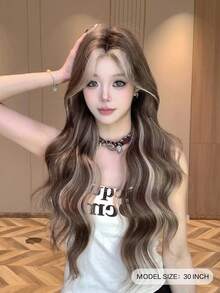 alicegarden 30-Inch Forehead Lace Front Wig A Natural Wavy Style In A A Stunning Multicolor. Middle Part Design, This False Hairpiece Is Perfect For Ms Daily Party Cosplay Use, Offering A Natural And Natural Durable Wig Gift For Ladies. (No Accessories) - Multicolor - View 2