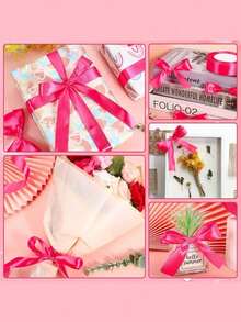 25 Yards/Roll 1cm Wide Satin Woven Ribbon, Gift Packaging Cake Packaging Material Bow Ribbon, Valentine's Day - Multicolor - View 4