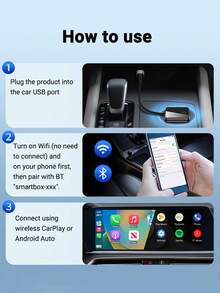 XUDA 2026 New 2-In-1 Wireless CarPlay / Android Auto Ultra Mini Adapter, 2.4-5.0 GHz WiFi6 Carplay Converter, Wired To Wireless, Fast Auto Connection Smart Box, No Delay, Compact Design, Stylish & Portable, With USB/USB-C Port, No Battery - A - View 10