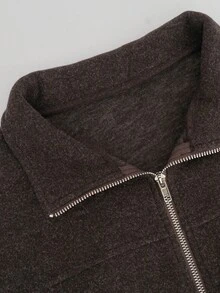 Fleece High-Neck Zip-Up Sweatshirt-Soft And Warm; Suitable For Outdoor Activities In Autumn And Winter, As Well As Casual Daily Wear - Brown - View 5
