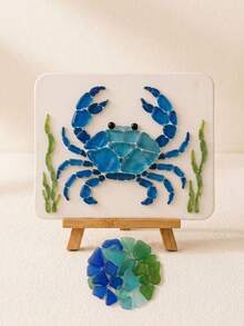 1pc DIY Sea Glass Mosaic Art Kit, Ocean Animal Theme. This All-In-One Craft Set Includes Easel, Tweezers And Other Tools, Suitable For Adult Handmade Crafts, Home Decor And Tabletop Decoration, Also Can Be Given As Birthday Or Holiday Gift. - Multiple Styles - View 6