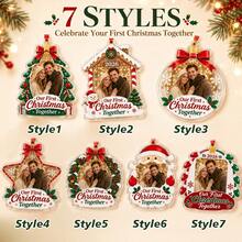 LICVIC Custom Christmas Photo Ornament, Personalized First Christmas Together Tree Hanging Decor, Festive Holiday Couple Keepsake, Customized Picture Ornament, Customizable Christmas Tree Decoration, Romantic Holiday Gift, Christmas Gift, Room Decor - Style B - View 3
