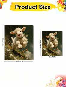 DIY Happy Jumping Lamb In Spring Meadow (Frameless 8x12 / 16x20 Inches) Paint By Numbers Kit (Acrylic) Arts & Crafts For Adult Beginners, Home Wall Decor, And Holiday Gifts For Farm Animal Lovers - Sets - View 5