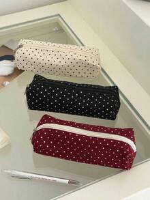 Korean & Japanese Style Polka Dot Pencil Case, Cute Fabric Zipper Pencil Pouch, Portable Lightweight Stationery Storage Bag, Suitable For Students And Office Use - Multiple Styles - View 11
