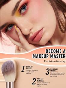 34 Pcs All In One Makeup Collection, 30 Pcs Stylish Milk Tea Champagne Flat Base Makeup Brushes, 4 Pcs Assorted Makeup Supplies, Abundant Brush Types Meet Professional Makeup Demands For Beauty Enthusiasts Daily Practice. - Multicolor - View 7