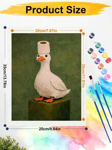 1 Set Digital Oil Painting Kit, Suitable For Beginners, Little Duck With Tissue On Head Pattern - Adult Beginner Set, Birthday Gift, Anniversary Gift, Holiday Gift, Home Decor - A - View 7