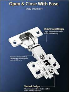 2pcs Stainless Steel Full Overlay Hydraulic Hinges, Cabinet And Wardrobe Door Hinges, Soft Close Hinges, Adjustable Hydraulic Hinges, Suitable For Home Decor And Cabinet Door Making - A - View 4