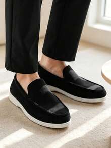 Classic Designer Men's Moccasin Shoes, Luxury Suede Loafers, Soft Dress Shoes, Suitable For Daily Office, Party, Wedding, Romantic Dinner - Black - View 5
