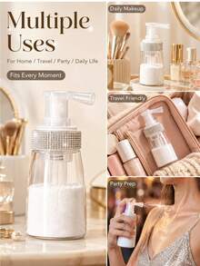 Rhinestone-Decorated Powder Spray Bottle (Suitable For Various Powders, Including Volumizing Powder); Refillable, Transparent, Push-Style Design; Ideal For Home Use And Hair Salons; Perfect For Occasions Like Christmas And Halloween. - Multicolor - View 8