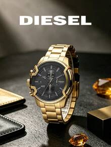 DIESEL DZ4522 Men's Gold-Tone Chronograph Watch, Black Multifunction Dial, Metal Strap, 5BAR Water Resistant, Premium Men's Gift Watch - Gold - View 1