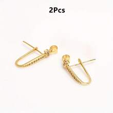 2pcs Copper U-Shaped Pear-Shaped Decorative Clasps Inlaid With Shiny Synthetic Zirconia, Handmade Necklace, Bracelet, Earring And Pendant Dedicated Safety Clasp, DIY Jewelry Making Materials, Gold Decorative Clasp Design - Accessories - View 10