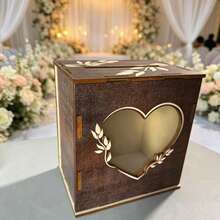 Wooden Wedding Card Box With Window Envelope, Mail Storage Box, Wedding Decor, Party, Graduation Message Card, Postcard Storage Wooden Box Decoration - 1 Item - View 5