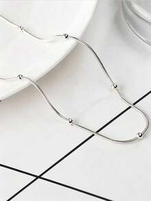 1 dây chuyền nam bằng thép không gỉ dạng xích rắn đính hạt trang trí, phong cách thu hút, phù hợp đeo hàng ngày và dạo phố - vòng cổ - Xem 7