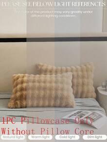 1pc Brown Faux Fur Pillowcase/Cushion Cover (Without Filling), Decorative Modern Flannel Plush Throw Pillow Cover, Zipper Closure, Suitable For Bedding, Home, Sofa, Living Room - Brown - View 8