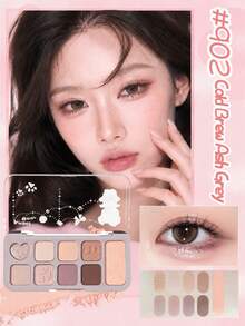 JILL LEEN 9-Color Eyeshadow Palette 901, Matte Shimmer Metallic Tones, Velvet Texture Buildable, Rich Pigment Neutral Earthy Colors, Suitable For Daily Work, Date Night, Party - Nine-color Eyeshadow 902 - View 7