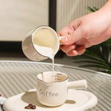 1pc 90ML Espresso Cup With Handle, Ceramic Espresso Cup, V-Shaped Rim, Coffee Measuring Cup And Milk Pitcher, Suitable For Espresso Making And Milk Frothing, Ideal Choice For Espresso Lovers - Multicolor - View 5