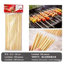 Brochetas de Bambú Natural para BBQ, 100 Piezas de Palitos de Madera Desechables para Asar Carne, Frutas y Verduras - 12296 - Ver 9