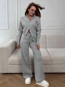 Women Sweater Co-Ords - Grey - View 3