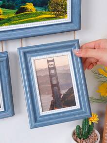 Vertical Wall Hanging 3‑Panel Collage Picture Frame Set, Connected By Hemp Rope, Wood‑Look Decorative Multi‑Opening Photo Display Frame, Ideal For Family Memory Travel Photos, Boho Home Wall Decoration For Living Room Entryway Housewarming Present - Multicolor - View 11