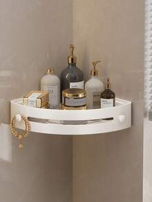 3pcs Rustproof Plastic Corner Shower Caddy - Wall Mounted Bathroom Organizer With Curved Design For Shampoo, Cosmetics, And Toiletries - Space Saving For Small Bathrooms, Perfect For Bathroom Storage And Organization - Cream White - View 4