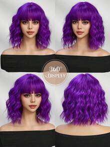 Halloween 12-Inch Multi-Color Short Curly Wig, Gradient Brown Black Pink Dopamine Color, Heat-Resistant Synthetic Fiber Wig, Suitable For Daily Wear, Party And Cosplay - Multicolor - View 7