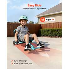Ride On Scooter 150 Lbs Swing Side-To-Side For Amazing Riding Green, For Ages 4+, Powered By Zig-Zag Motion, Ride On Toy With 3 Adjustable Length, Hand Brake, For Hard Surface Indoor & Outdoor - Green - View 2