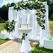 1/2/6pcs White Wedding Backdrop Curtain, White Milk Silk Background Cloth - White - View 1