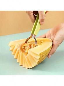 1-Piece 3-In-1 Fruit Tool Set - Watermelon Ball Digger, Carving Knife, And Fruit Cutter - Makes Fruit Prep Easy And Fun! - Green - View 4