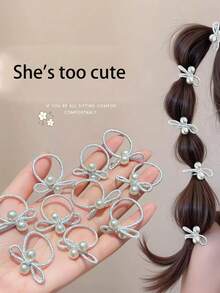 10pcs/Set Sweet Silver Hairbands, Colorful Bow Hair Ties, Cute Hair Accessories For Girls With Braids Or Thick Hair - Multicolor - View 2
