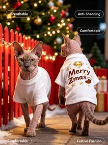 1pc Christmas Holiday Print Pet Shirt, Lightweight & Breathable Casual Style, Suitable For Dog And Cat Holiday Outfit - Multicolor - View 8