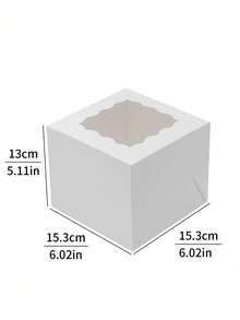 5pcs/10pcs 6*6*5in Wavy Window Macaron Packaging Box, Large White Cardboard New Bridesmaid Gift Candy Gift Box With Window Wavy Edge Pastry Box, Pastries, Chocolates, Cookies, Pies, Dessert Packaging Box, Suitable For Birthdays, Parties, Weddings - View 2