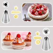 5pcs Stainless Steel Seamless Piping Tips Set, Cream Piping Nozzles For Cupcakes, Cakes, Cookies Decoration - Multicolor - View 5