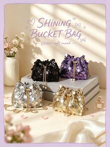 1PC Cylinder Sequin Bag, Casual Minimalist Elegant, Suitable For Parties, Dinners And Other Events, Can Easily Accommodate Daily Essentials, Versatile Item, Suitable For Various Styles And Occasions - Multicolor - View 2